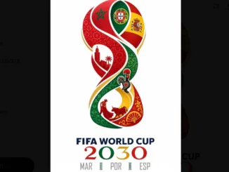 Fan designed 2030 World Cup logo featuring colorful host nation symbols