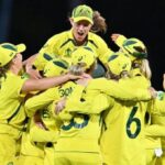 Beth Mooney celebrates after Australia's victory over West Indies in the Women's T20 World Cup 2026 semifinal.