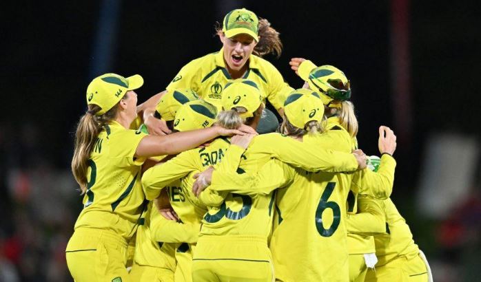 Beth Mooney celebrates after Australia's victory over West Indies in the Women's T20 World Cup 2026 semifinal.