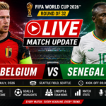Belgium and Senegal players in action during the FIFA World Cup 2026 Round of 32 live knockout match.