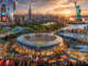 FIFA World Cup 2026 travel guide featuring MetLife Stadium, Times Square, Statue of Liberty, Central Park, and New York skyline.
