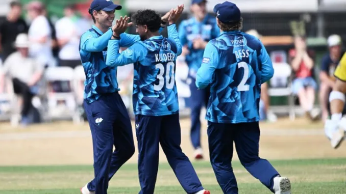 Kuldeep Debut Spell Kuldeep Yadav celebrates wicket during Yorkshire One-Day Cup debut match