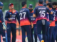 Nepal vs Namibia players during the ICC Cricket World Cup League Two match in Utrecht.