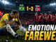 Generic football player inspired by Brazil sitting on the pitch after an emotional FIFA World Cup 2026 defeat.