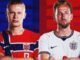 Norway vs England players battle during the FIFA World Cup 2026 quarterfinal preview featuring Harry Kane