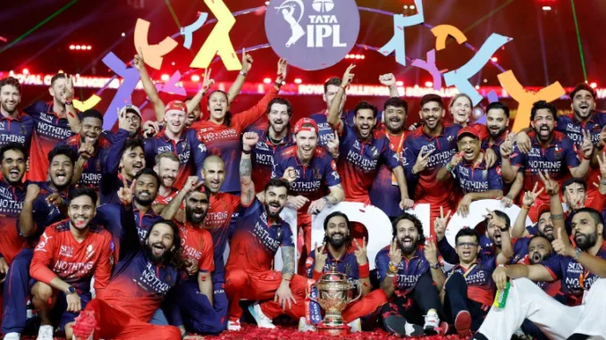 Royal Challengers Bengaluru players celebrating after successful IPL championship season together