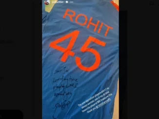 Rohit Sharma presents signed jersey to Jos Buttler after Lord's ODI