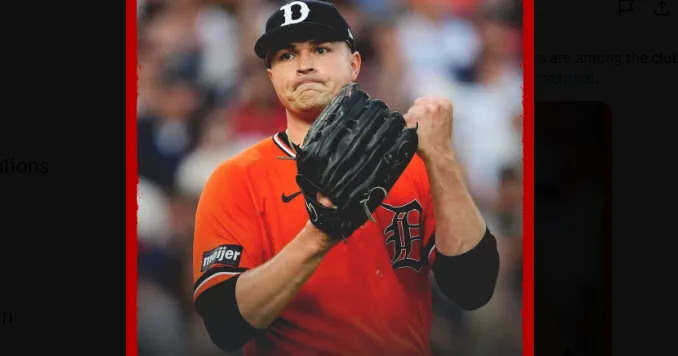 Tarik Skubal pitches during Tigers game against Baltimore Orioles