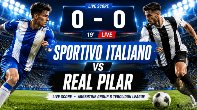 Sportivo Italiano and Real Pilar compete during an Argentine Group B Tebolidun League football match.