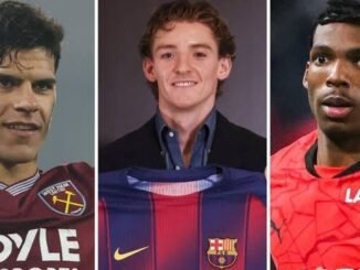 Top football transfers of summer 2026 featuring Elliot Anderson, Sandro Tonali, Mateus Fernandes, Nathaniel Brown and Ismael Saibari.