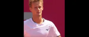 Luca Van Assche celebrates winning an important point in Estoril quarterfinal