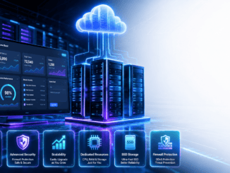 Illustration showing VPS hosting infrastructure improving WordPress website speed, security, and scalability.