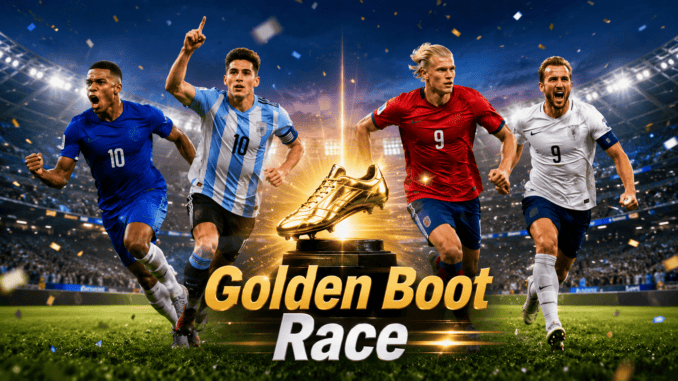 World Cup 2026 Golden Boot race featuring Kylian Mbappé, Lionel Messi, Erling Haaland and Harry Kane