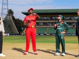 Zimbabwe and Bangladesh players ahead of the 2026 T20I series with Newman Nyamhuri included in the squad.