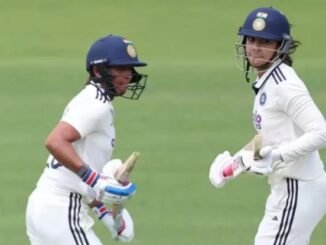 Yastika Bhatia celebrates her century during the India Women vs England Women Test at Lord's.