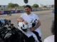 MS Dhoni rides a superbike during promotional event in Chennai