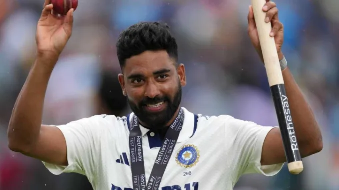 Mohammed Siraj celebrates after taking crucial wickets against England at Oval
